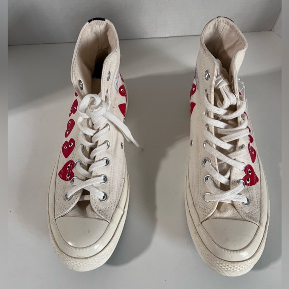 Comme des Garçons Play x Chuck 70 Hi top ‘Multi Heart’ white sneakers - Picture 4 of 11